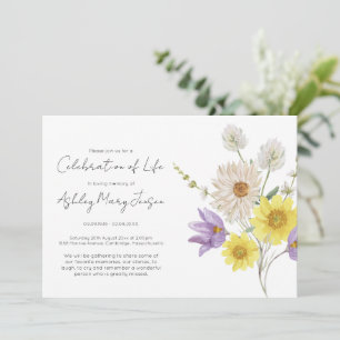 Invitación Sencilla Celebración de la Vida de Flor Silvestre 