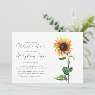 Invitación Sencilla Celebración de la Vida de Girasoles Funer