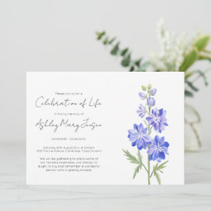 Invitación Sencilla Celebración de la Vida de Larkspur