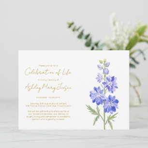Invitación Sencilla Celebración de la Vida de Larkspur