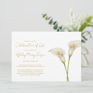 Invitación Sencilla Celebración de la Vida de Lirio de Calla