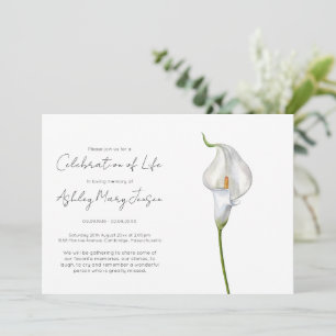 Invitación Sencilla Celebración de la Vida de Lirio de Calla 