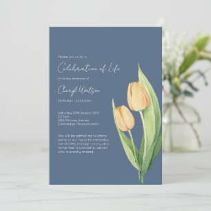 Invitación Sencilla Celebración de la Vida de Tulipán Funeral