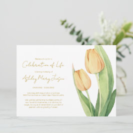 Invitación Sencilla Celebración de la Vida de Tulipán Funeral