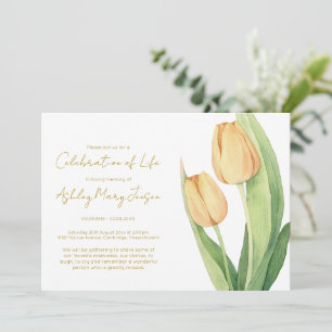 Invitación Sencilla Celebración de la Vida de Tulipán Funeral