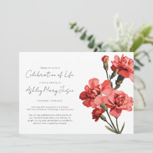 Invitación Sencilla Celebración de la Vida Funeral de Clavel