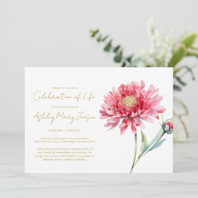Invitación Sencilla Celebración de la Vida Funeral de Crisant (Anverso de pie)