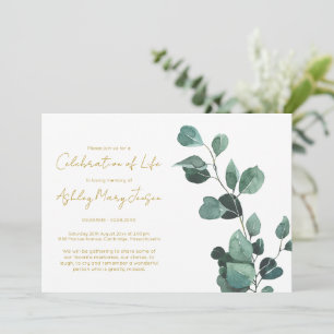 Invitación Sencilla Celebración de la Vida Funeral de Eucalip