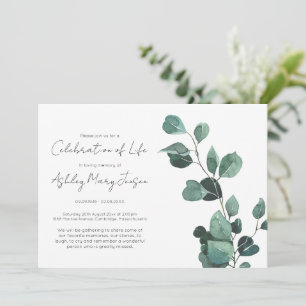 Invitación Sencilla Celebración de la Vida Funeral de Eucalip