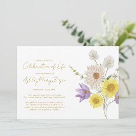 Invitación Sencilla Celebración de la Vida Funeral de Flor Si