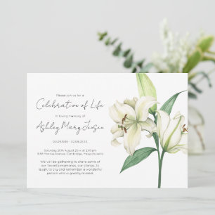 Invitación Sencilla Celebración de la Vida Funeral de Lirio