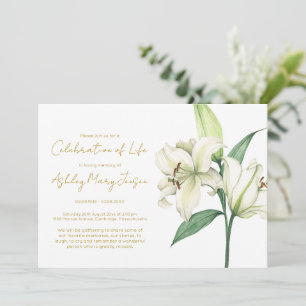 Invitación Sencilla Celebración de la Vida Funeral de Lirio