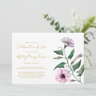 Invitación Sencilla Celebración de la Vida Funeral de Petunia