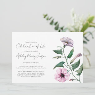 Invitación Sencilla Celebración de la Vida Funeral de Petunia