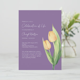 Invitación Sencilla Celebración de la Vida Funeral de Tulipán