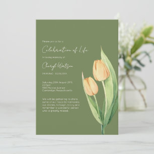 Invitación Sencilla Celebración de la Vida Funeral de Tulipán