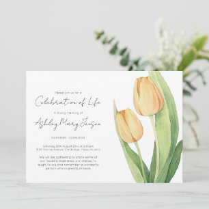 Invitación Sencilla Celebración de la Vida Funeral de Tulipán