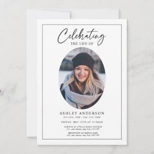 Invitación Sencilla Celebración de la Vida Funeral en Blanco 