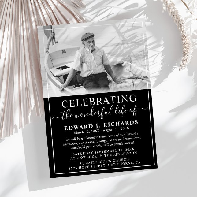 Invitación Sencilla Celebración de la Vida Funeral Memorial F (Subido por el creador)