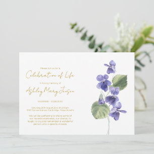 Invitación Sencilla Celebración de la Vida Funeral Violeta