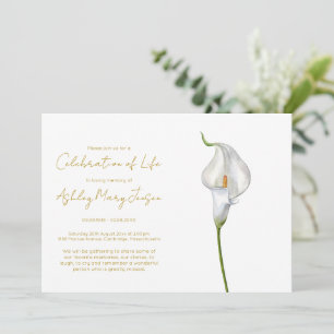 Invitación Sencilla Celebración de Vida de Lirio de Calla Fun