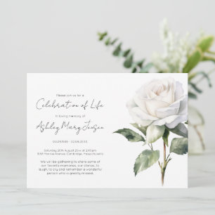 Invitación Sencilla Celebración de Vida de Rosa Blanca Funera