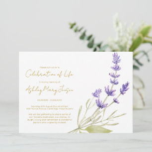 Invitación Sencilla Celebración de Vida Funeral de Lavanda