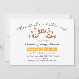 Invitación Sencilla cena de Acción de Gracias Caída de flores