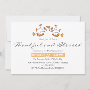 Invitación Sencilla cena de Acción de Gracias Caída de flores