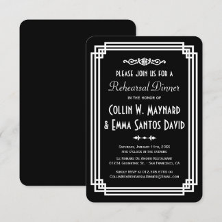 Invitación Sencilla cena de ensayo en blanco y negro