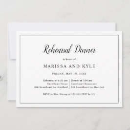 Invitación Sencilla cena de ensayo formal elegante