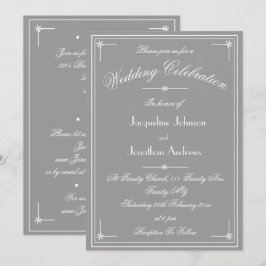 Invitación Sencilla Clásica Gris Suave Boda Todo En Uno