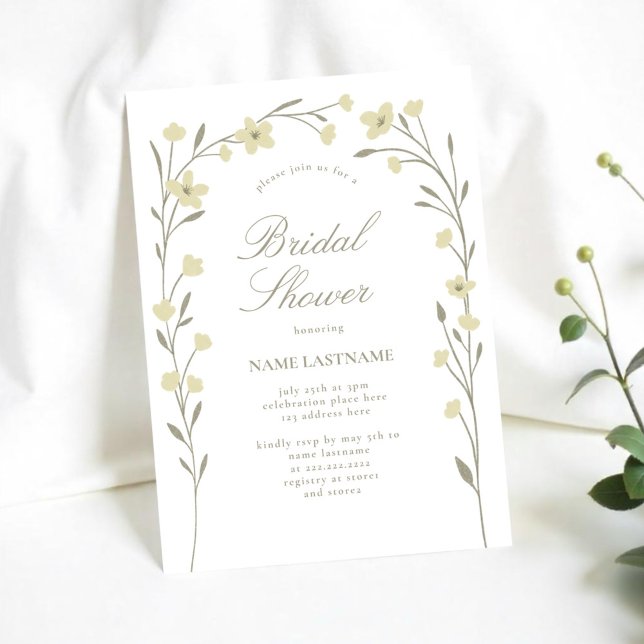 Invitación Sencilla Crema Beige Flor Silvestre Arch Bridal Sh (Subido por el creador)