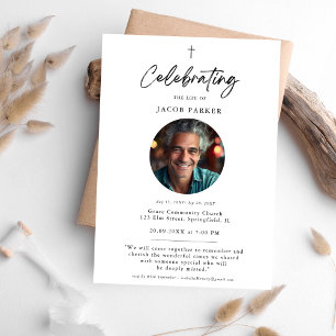 Invitación Sencilla Cruz De Foto De Celebración De Recuerdo D