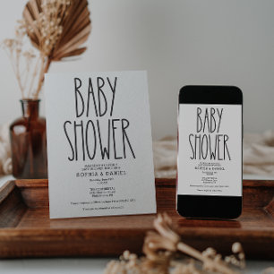 Invitación sencilla de Baby Shower a Rustic Farmho