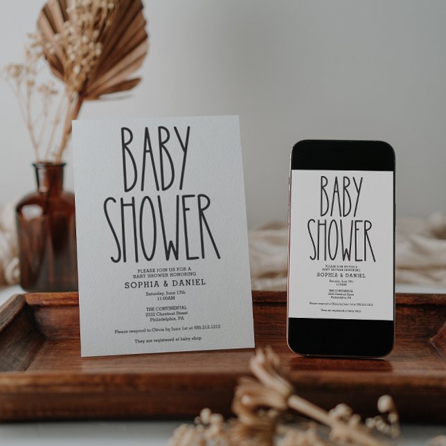 Invitación sencilla de Baby Shower a Rustic Farmho (Subido por el creador)