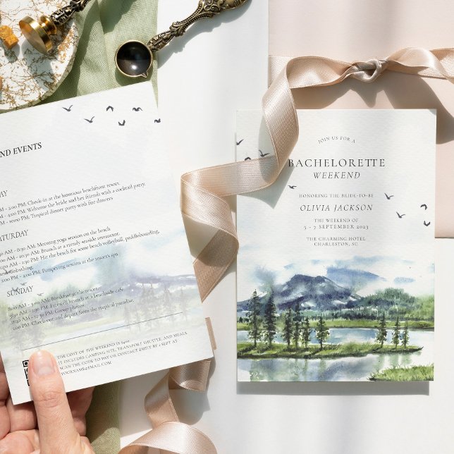 Invitación Sencilla despedida de soltera junto al lago con ac (Subido por el creador)