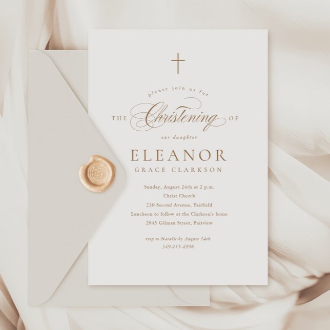 Invitación Sencilla distinción de caligrafía de cruz de oro e (Subido por el creador)