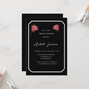 Invitación Sencilla Ducha Bridal Elegante Blanco y Negro