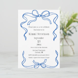 Invitación Sencilla ducha con marco azul de cinta azul de la