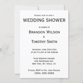 Invitación Sencilla ducha de matrimonio gay negro y blanco in