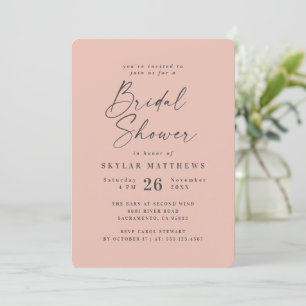 Invitación Sencilla ducha de novia color rosa sólido rosa Rub