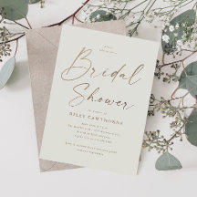 Sencilla ducha de novia con guión de oro