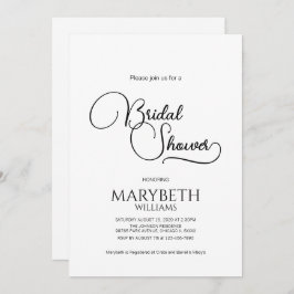 Invitación Sencilla ducha de novia con guión elegante