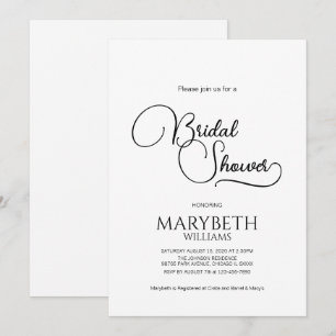 Invitación Sencilla ducha de novia con guión elegante