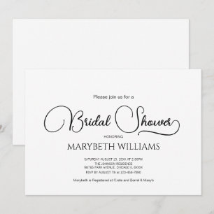 Invitación Sencilla ducha de novia con guión elegante