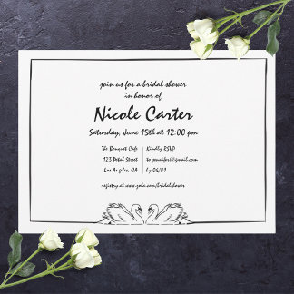 Invitación Sencilla ducha de novia de cisnes sin tiempo