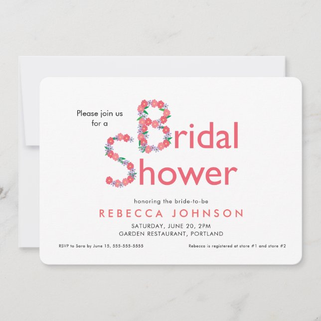 Invitación Sencilla Ducha de Novia Floral Moderna (Anverso)