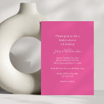 Invitación Sencilla ducha de novia Minimalista de color rosa<br><div class="desc">Simple Moda clásica Minimalista Curte Invitación a ducha de novia de color rosa caliente</div>