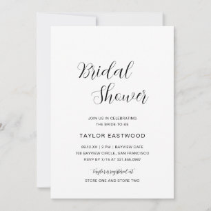 Invitación Sencilla ducha de novia moderna en blanco y negro